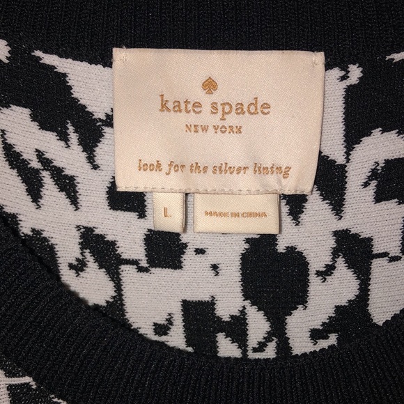 Kate Spade Black and White Floral Jacquard Fit and Flare Dress, Size Large. - Picture 9 of 11